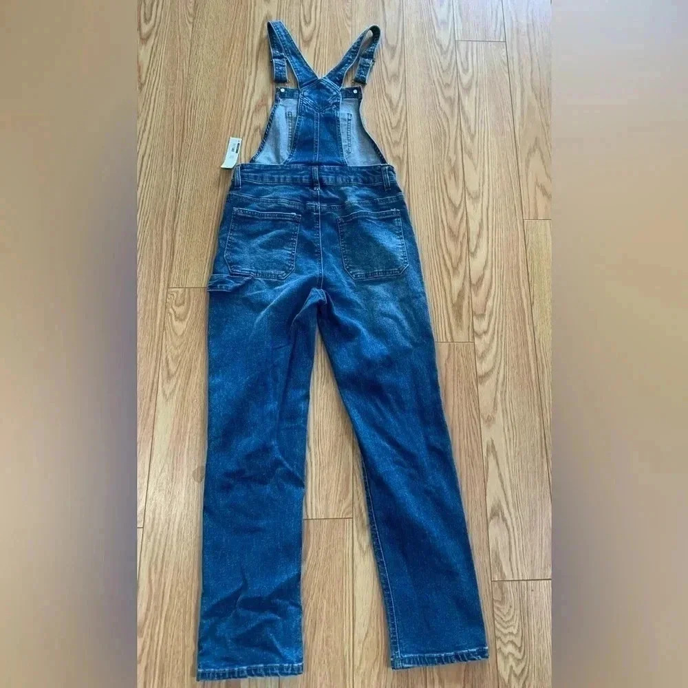 NEW NO BOUNDARIES OVERALL JEANS BLUE SIZE  SMALL 3-5 DESTROYED - Picture 8 of 8